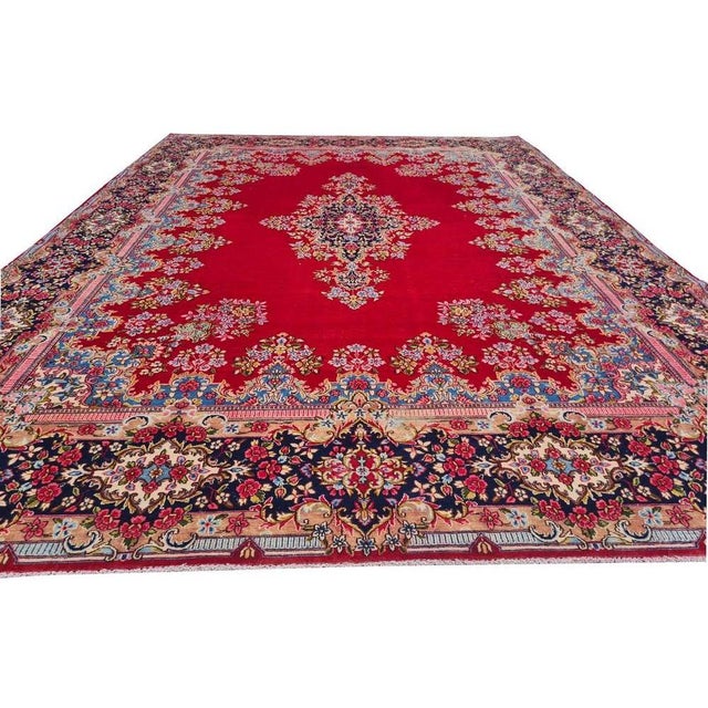 Authentic Hand Knotted Antique Qashoun Wool Area Rug 13.8 X 10.6 Ft For Sale - Image 4 of 10