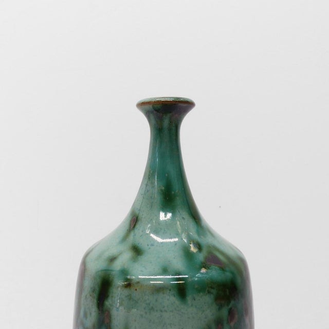 Green Enamelled Stoneware Bottle Vase, 1960s For Sale - Image 3 of 7