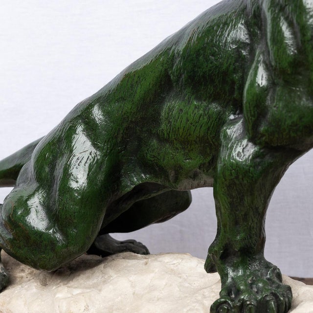 Eugene Cartier, French Art Deco Jaguar, 20th Century, Bronze on Stone Base For Sale - Image 6 of 18