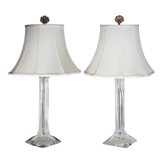 Pr. Art Deco Mid Century Glass Column Lamps For Sale