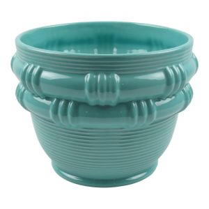 Blanche Letalle for Saint Clement Turquoise Ceramic Vase Planter, 1950s