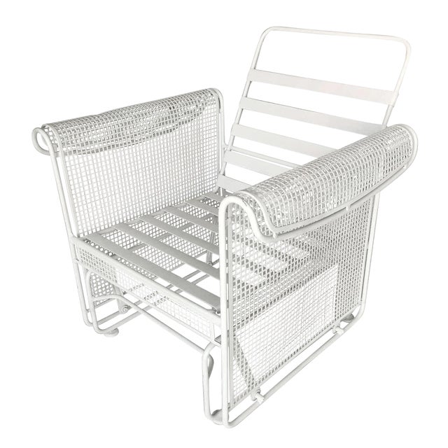 Woodard Mesh Outdoor Patio Side Glider Rocking Lounge Chair Chairish