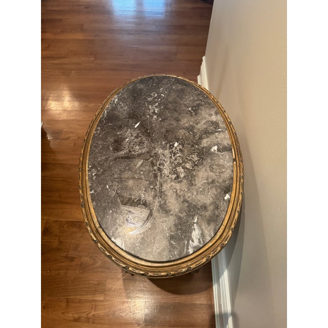 Rare Find! Antique French Louis XVI-Style Giltwood and Marble Table, Circa 1860s This elegant antique French table...