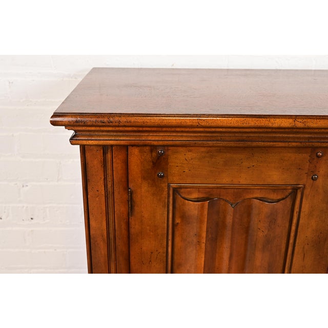 Brown Baker Furniture French Louis Philippe Carved Walnut Flip-Top Server or Bar Cabinet For Sale - Image 8 of 12