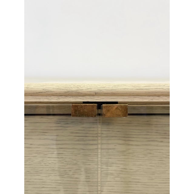 Modern American Drew Corsica Painted Gray Console Credenza Glass Doors Coastal For Sale - Image 17 of 18