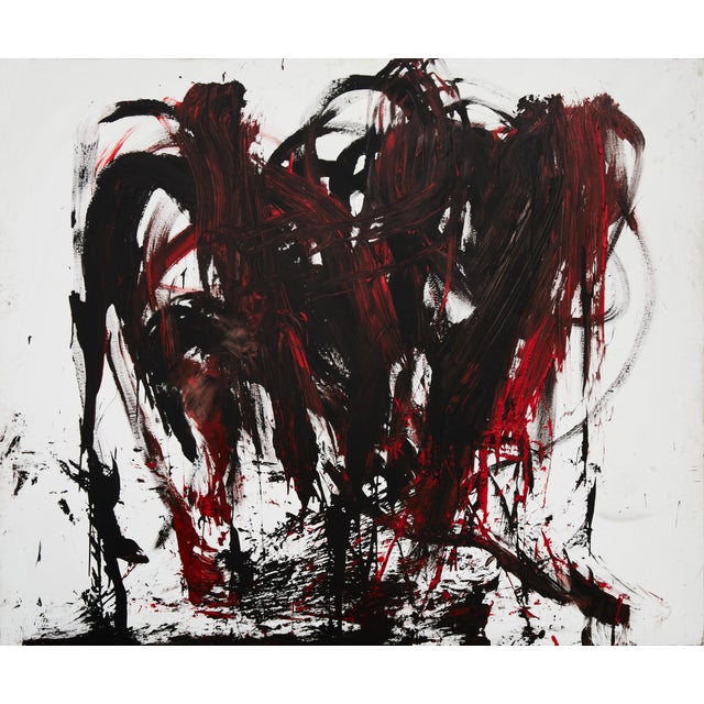 "Doing Vertical Strokes / Night 1" Original Large Abstract Painting by Simon Findlay For Sale