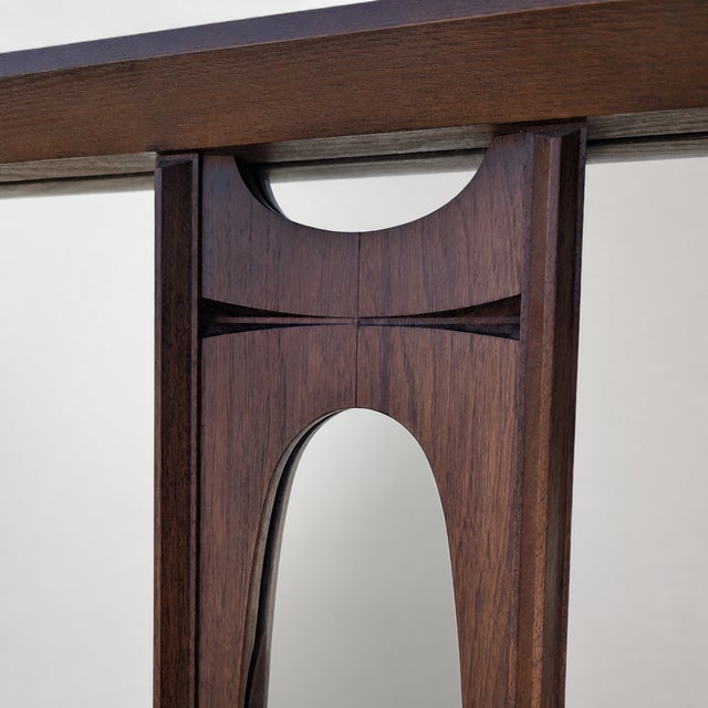 Vintage Canadian Brutalist Walnut Wall Mirror by Tobago of Canada For Sale In Los Angeles - Image 6 of 18