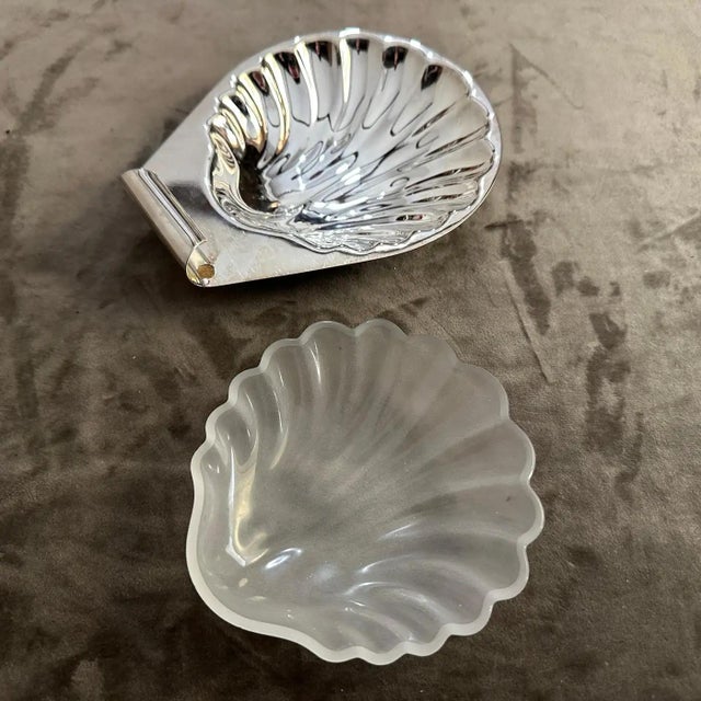 1990s 1990s Modern Silver Plated and Glass Shell Plate by Lino Sabattini For Sale - Image 5 of 9