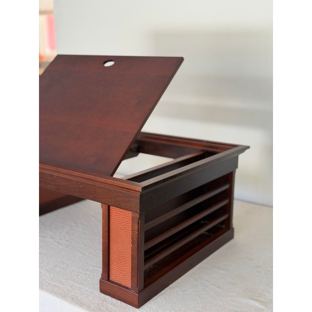 Edward Wormley Vintage MCM Mid Century Modern Adjustable Reading Table Bed Desk Breakfast Tray Magazine Rack Sculptural Wood Laptop Stand For Sale - Image 4 of 12