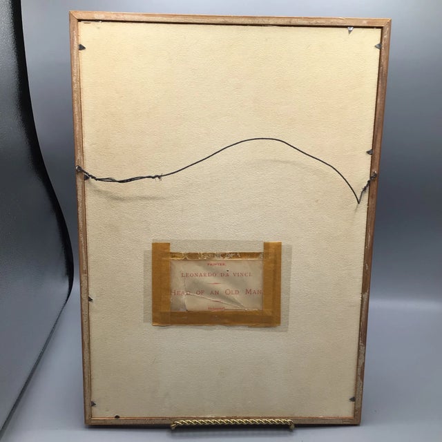 Drawing/Sketching Materials Leonardo Da Vinci Antique Framed - Early 20th Century Graphite Drawing Self Portrait For Sale - Image 7 of 12