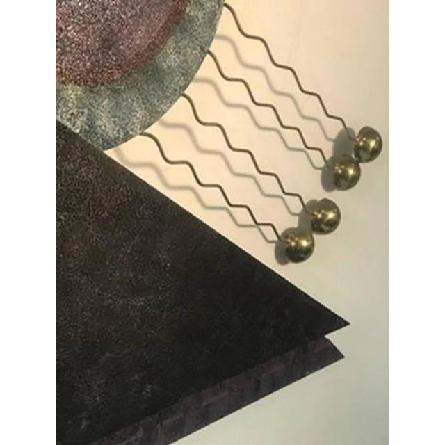 Modern 1990s Curtis Jere Abstract Wall Sculpture in Hand-painted Metal and Brass For Sale - Image 3 of 9