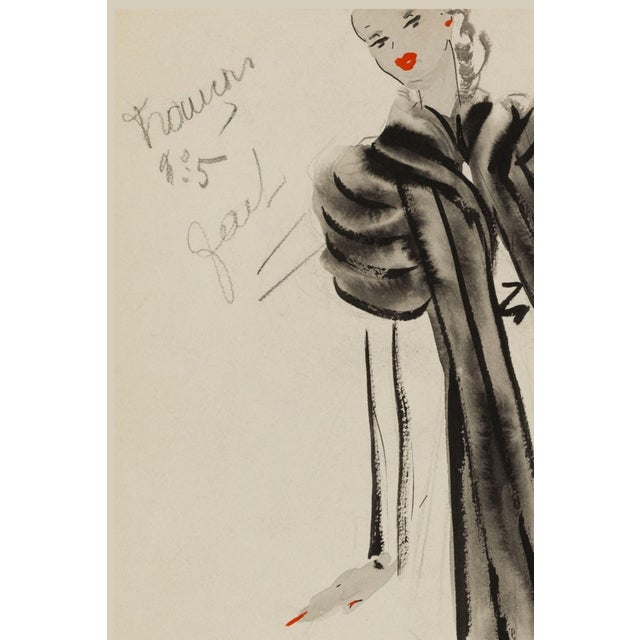 Not Yet Made - Made To Order Vintage French Fashion Art Print – Black Banded Coat Illustration, 30" X 40" For Sale - Image 5 of 9