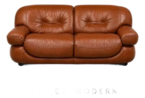 1970s Brown Leather Sapporo Loveseat Sofa by Mario Marenco