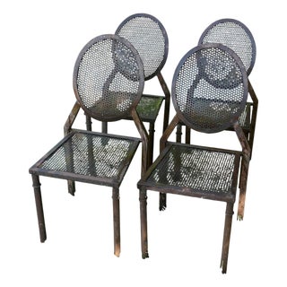 Brutalist Iron Stacking Dining Chairs, 1960, Set of 4 For Sale
