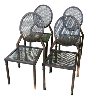 Brutalist Iron Stacking Dining Chairs, 1960, Set of 4