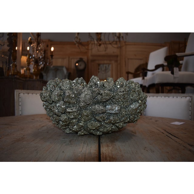 2020s Large Pyrite Crystal Bowl For Sale - Image 5 of 5