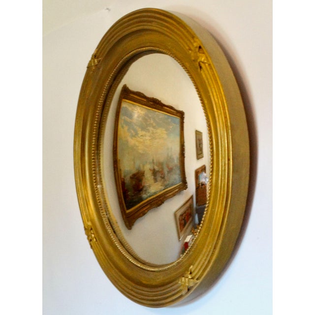 Mid 20th Century Large Mid-Century Giltwood Convex Mirror For Sale - Image 5 of 7