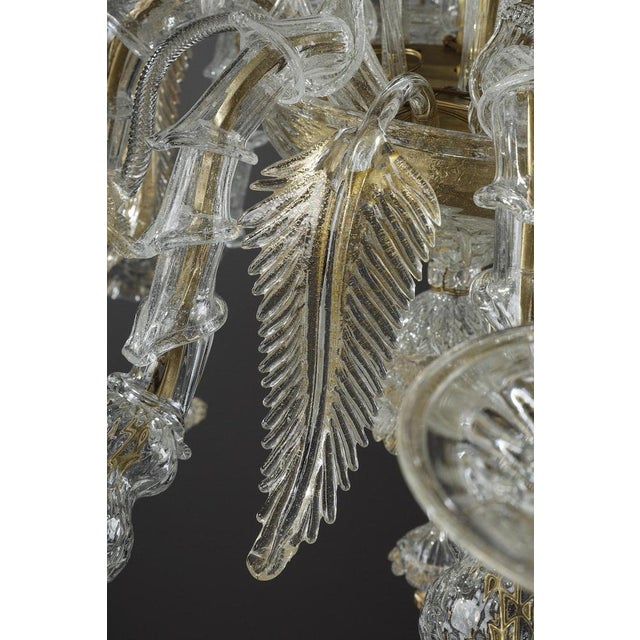 Large Murano Glass and Gold Chandelier For Sale - Image 17 of 18