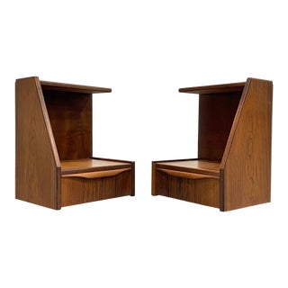 Danish Mid Century Modern Rosewood Hanging Nightstands / Bedside Tables, C. 1950's For Sale