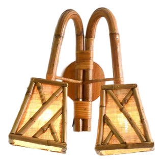 Bamboo & Rattan in Chippendale Fretwork Design Wall Sconce For Sale