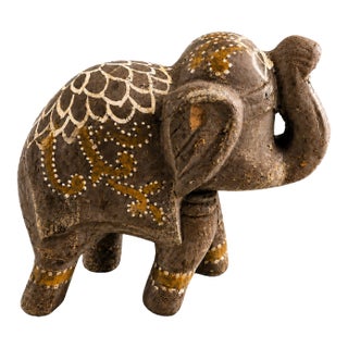 Vintage Apropos Home Collection Hand-Painted Ceramic Elephant Figurine, Made in India For Sale