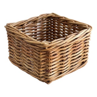 Petite Handwoven Vintage Storage Basket For Sale