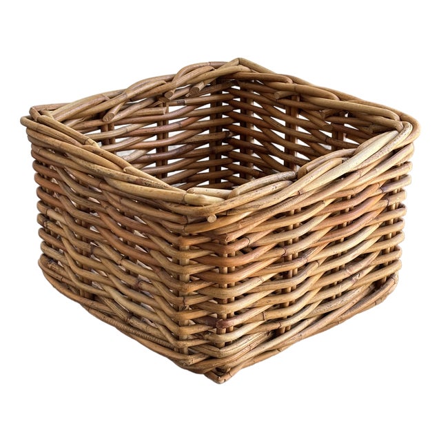 Petite Handwoven Vintage Storage Basket For Sale