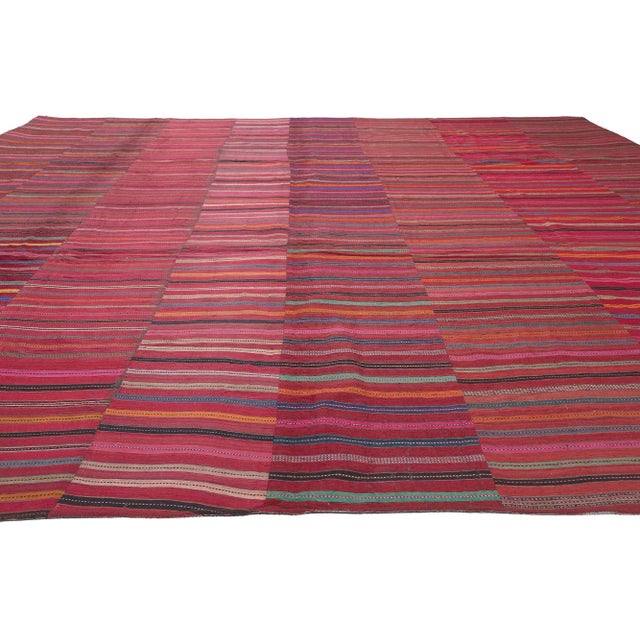 Modern Large Vintage Turkish Striped Kilim Rug - 11'00 X 13'02 For Sale - Image 3 of 10