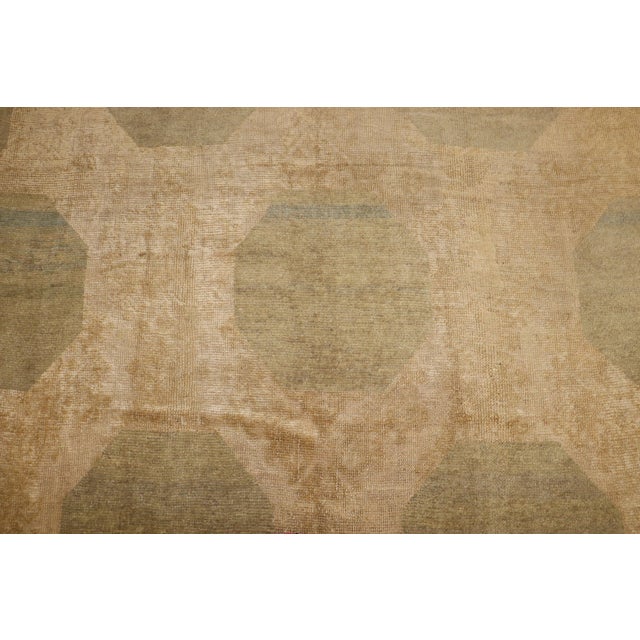 Zabihi Collection Abstract Large Square Antique Turkish Oushak Rug For Sale - Image 9 of 12