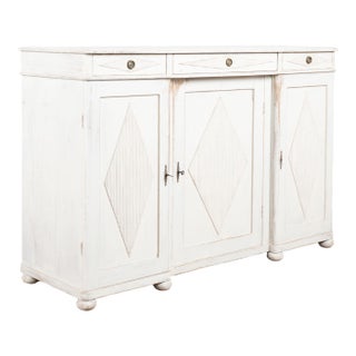 19th Century Swedish White Gustavian Pine Sideboard Buffet For Sale