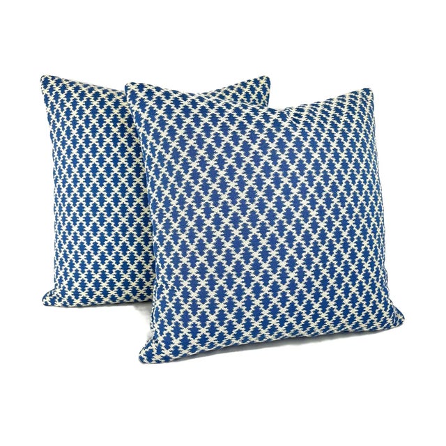 From Brunschwig & Fils is Lattice Figured Texture in Canton Blue pillow cover. Exquisitely crafted, it features an...
