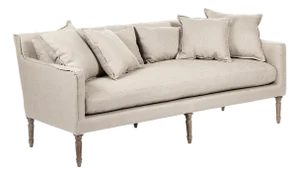 Jensen Settee Bench - Natural Linen / Limed Grey Oak Frame