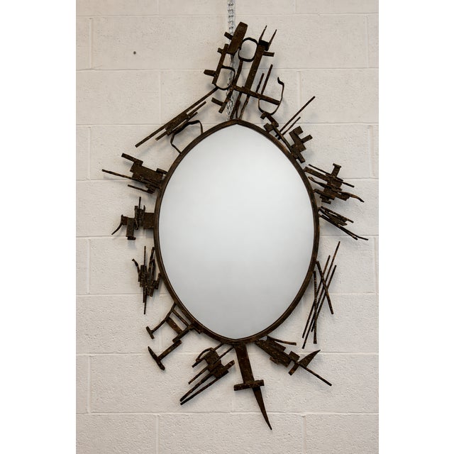 Brown Vintage Mirror by Salvino Marsura, 1970s For Sale - Image 8 of 8