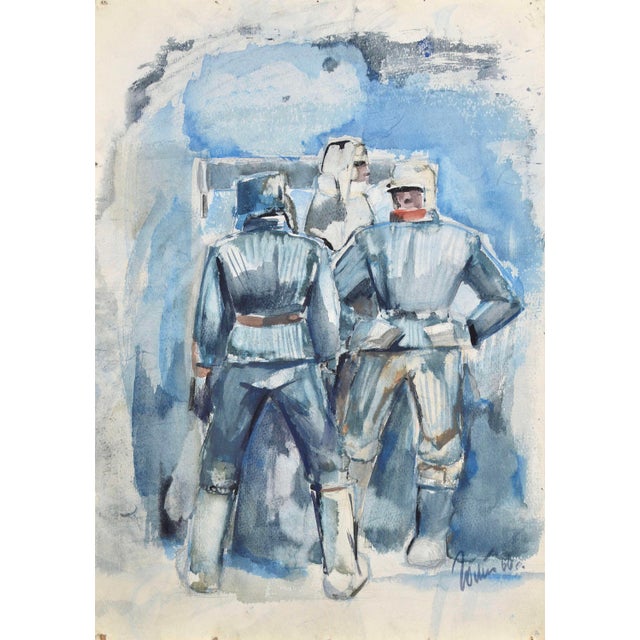 Albert Goltjakov, Icebreakers, 1966, Watercolor For Sale - Image 4 of 4