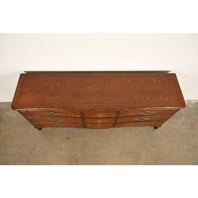 Baker Furniture French Provincial Louis XV Carved Oak Triple Dresser or Credenza For Sale - Image 15 of 18