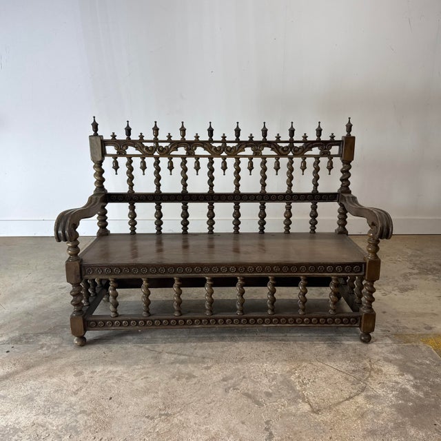 1920s Late 19th Century Renaissance Revival Walnut Settee For Sale - Image 5 of 7