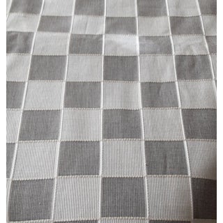 Contemporary Platinum or Greige & Black Check Silk Upholstery Fabric- 2 Yards For Sale