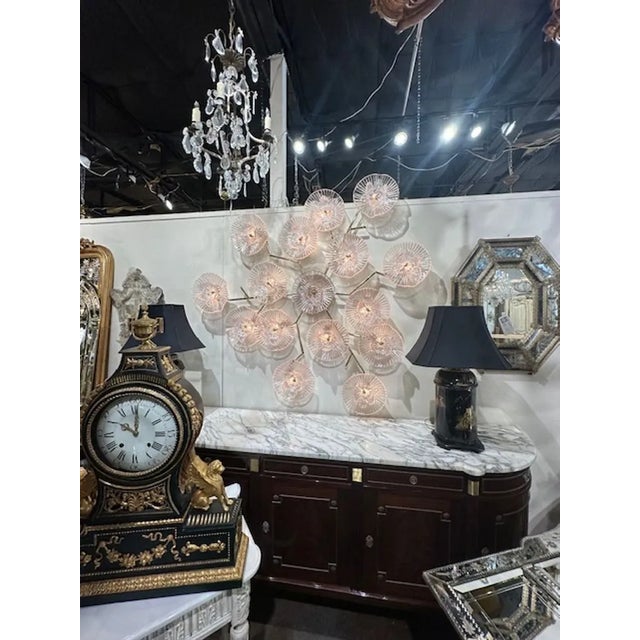 Modern Pale Pink Murano and Brass Wall Art For Sale In Dallas - Image 6 of 6