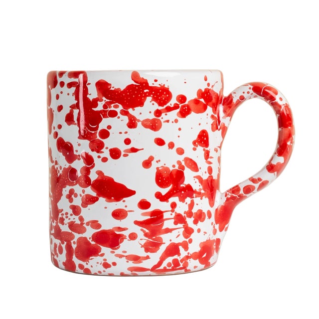 This hand-painted mug is the perfect size and the varying hues of red and white in a unique pattern make this a very...