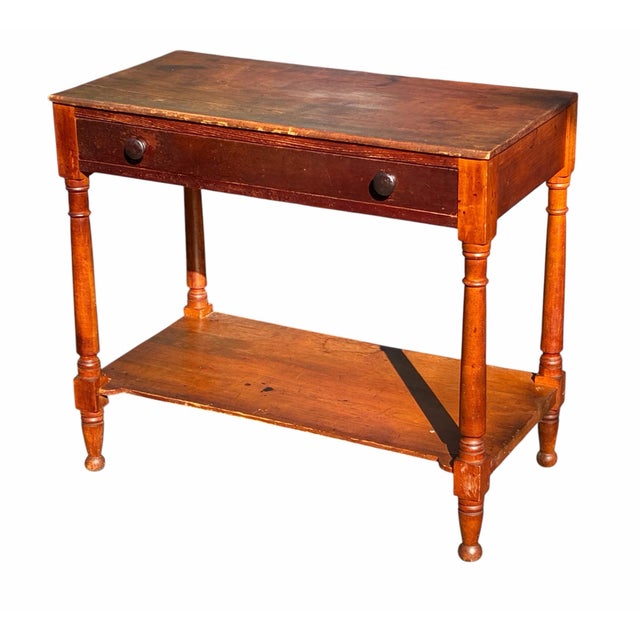 Wood Antique Country Primitive Cherry & Pine Farmhouse Work Table / Server 31” Wide For Sale - Image 7 of 10