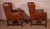 Tan Vintage Wingback Chesterfield Chairs in Brown Leather, 1990s, Set of 2 For Sale - Image 8 of 11