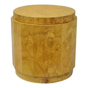 Edward Wormley Dunbar Burl Olive Pedestal Accent Drum Table 6302f Mid Century