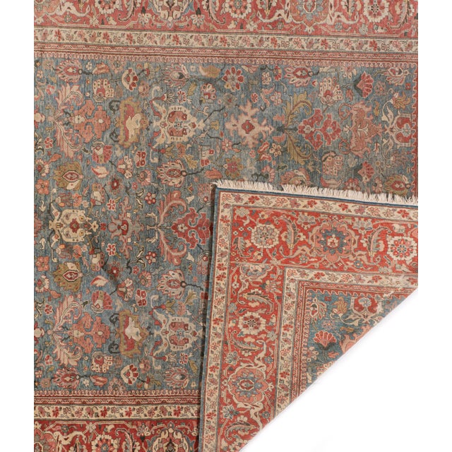 Vintage Circa 1960 Blue Lightly Distressed Sultanabad Hand Woven Rug 9ft 1in X 11ft 6in For Sale - Image 16 of 18