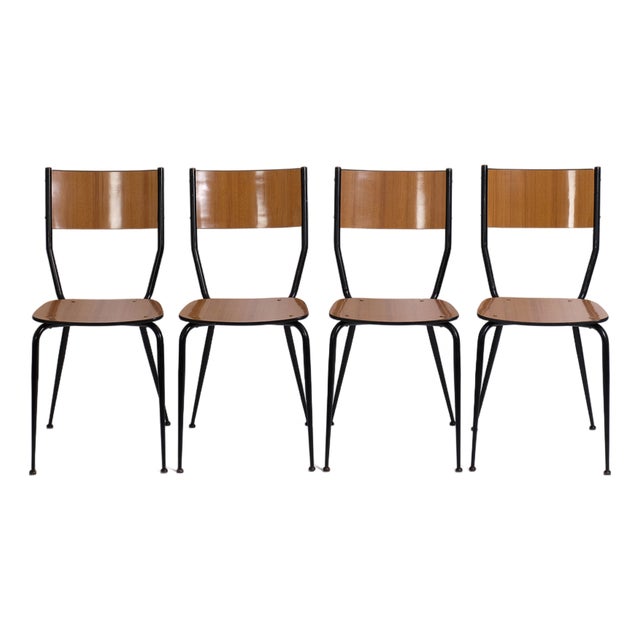 Mid-Century Modern Dining Chairs by Salvarani, Italy, 1950s, Set of 4 For Sale