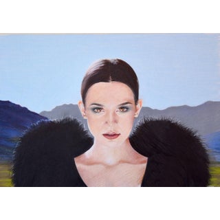 Grounded by Anna Hammer | Colored Pencil Portrait of a Woman with Dark Fur Accents For Sale