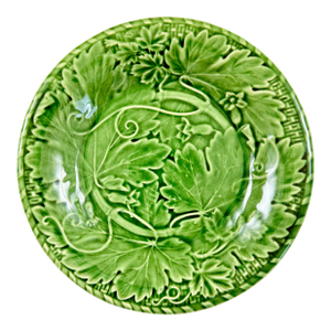 1980s Bordallo Pinheiro Green Grape Vine & Basket Weave Green Plate