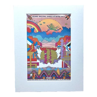 Vintage Peter Max Psychedelic Pop Art Poster Print in 16x20 Mat: Cloud Walking For Sale