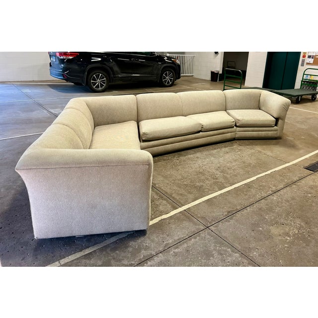 Milo Baughman Vintage Mid Century Modern Milo Baughman Style Chrome Base 3 Piece Sectional Sofa For Sale - Image 4 of 15