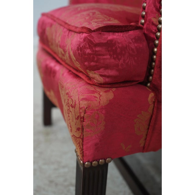 Brown 1990s Stickley Colonial Williamsburg Chippendale Style Wing Back Easy Chair For Sale - Image 8 of 18