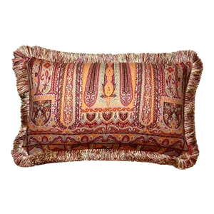 Etro Bordeaux Paisley Vintage Wool & Silk Scarf Pillow